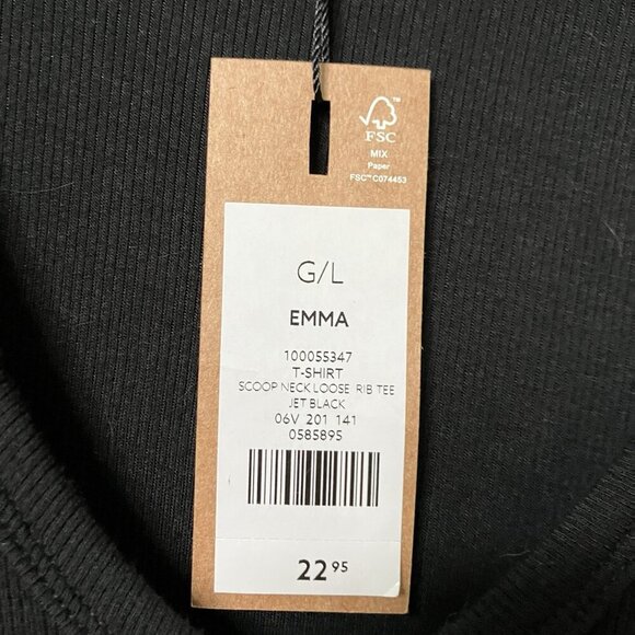 NWT Dynamite T-shirt Womens L Emma Scoop Neck Loose Fit Rib Tee Black - Picture 5 of 8